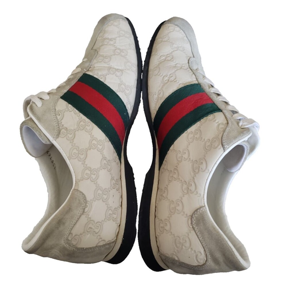 Gucci GG Monogram Mystic White Leather Shoes Trainers Men's Size 12.5G - Picture 8 of 10